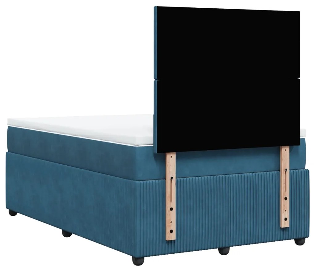 Cama boxspring com colchão 120x200 cm veludo azul