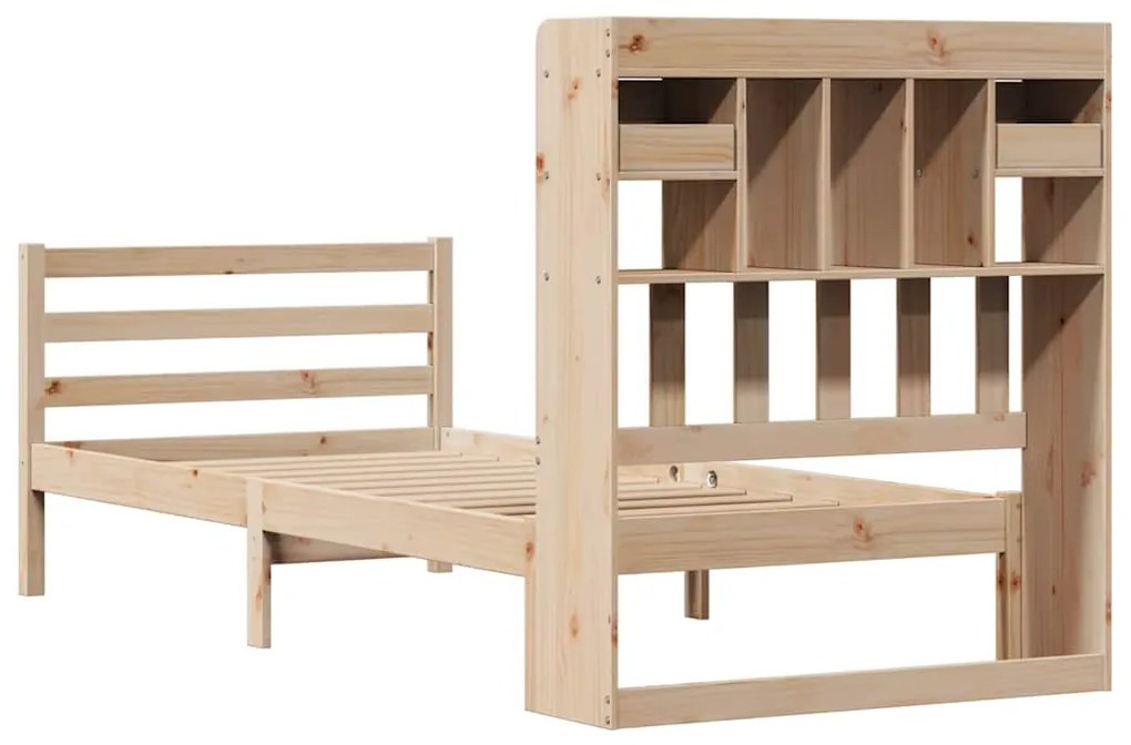 Cama com estante sem colchão 75x190 cm pinho maciço