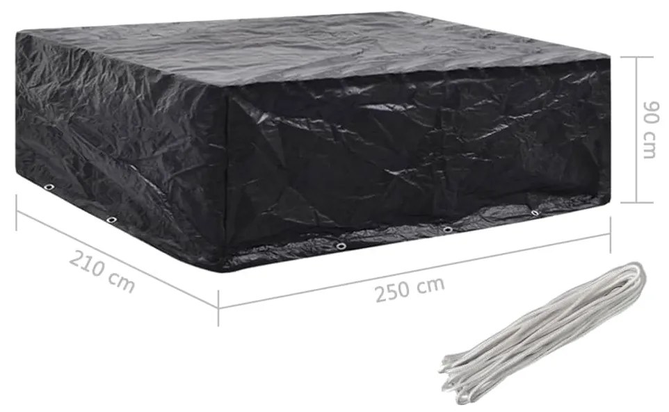 Capas para mobiliário de jardim 2 pcs 8 ilhós 250x210x90 cm