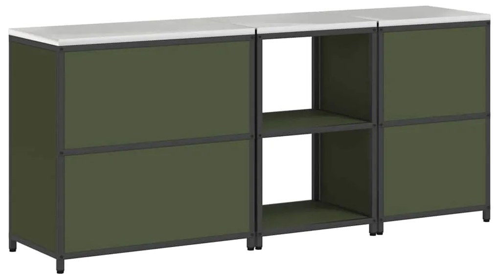 Conjunto de Armazenamento de Cozinha 3 pcs Verde Oliva