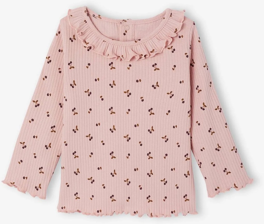 Camisola estampada com pequenos corações, para bebé rosa-velho