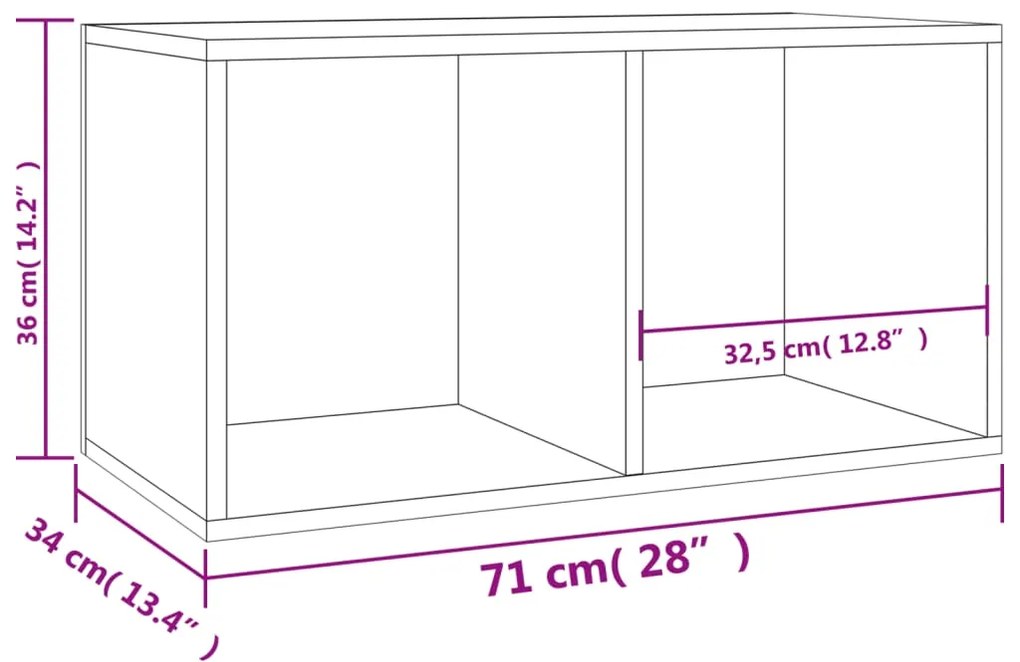 Caixa discos vinil 71x34x36 cm derivados madeira cinza cimento