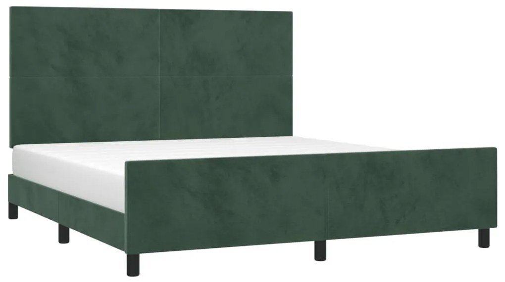 Estrutura de cama c/ cabeceira 180x200 cm veludo verde-escuro
