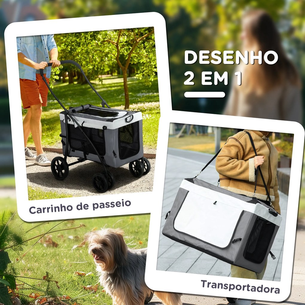PawHut Carrinho para Animais de Estimação Carrinho para Cães Dobrável