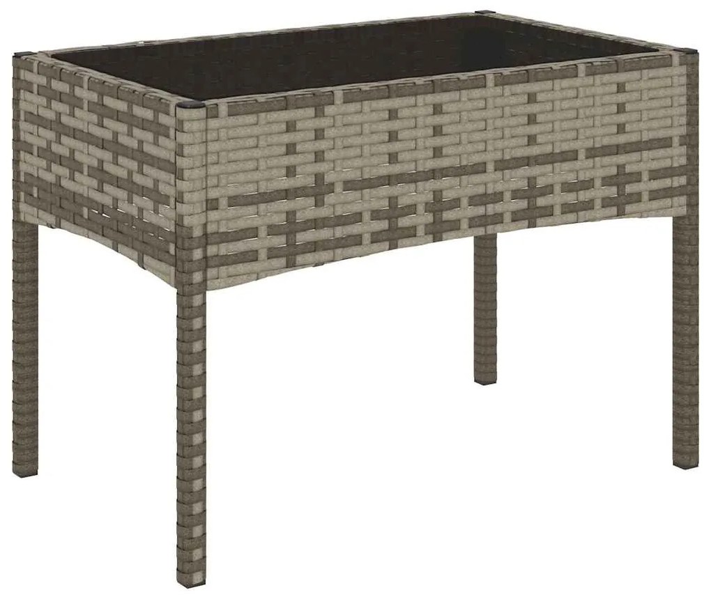 4 pcs conjunto lounge de jardim c/ almofadões vime PE cinzento