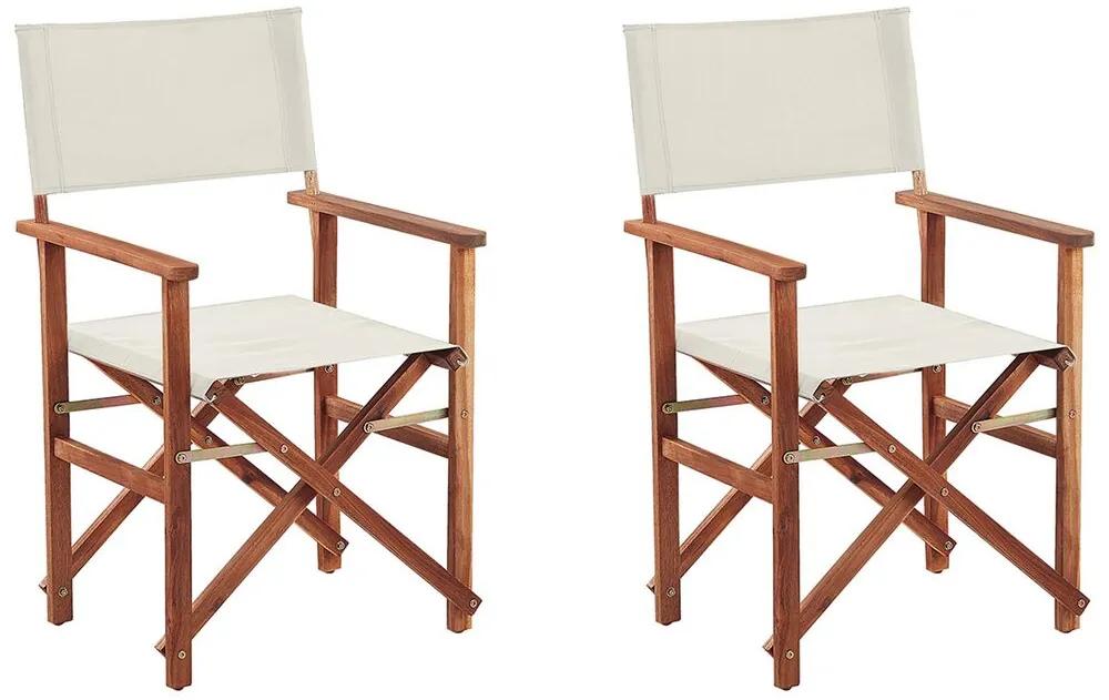 Conjunto 2 cadeiras de jardim madeira escura capas branco sujo CINE Beliani