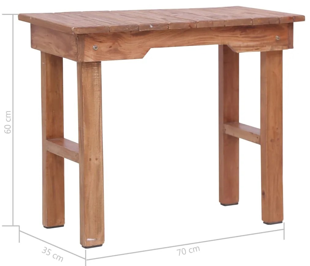 Mesa de apoio 70x35x60 cm madeira de mogno maciça