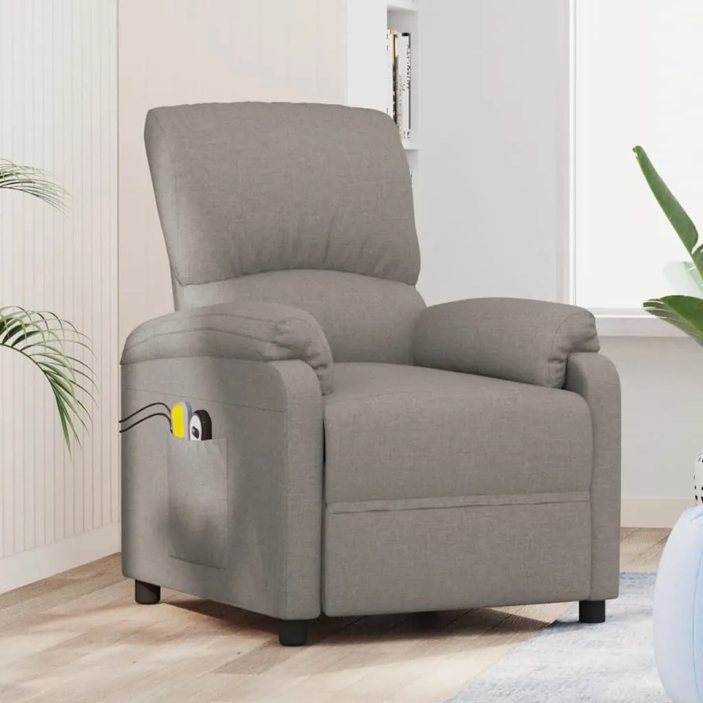 vidaXL Poltrona de massagens tecido cinzento-acastanhado