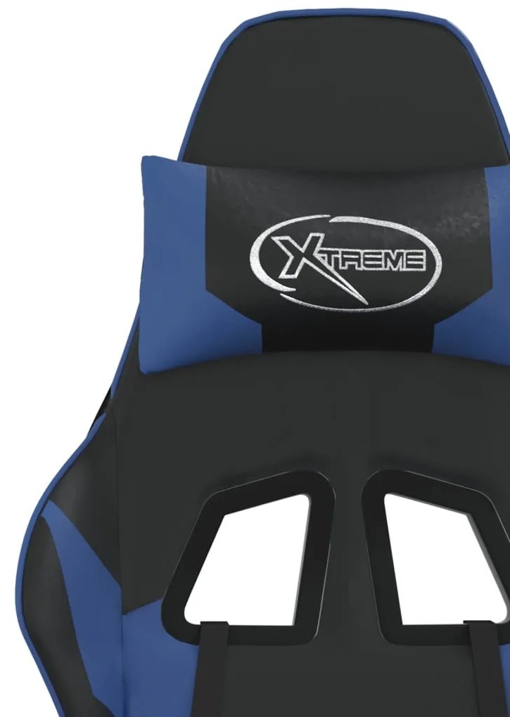 Cadeira gaming de massagens couro artificial preto e azul