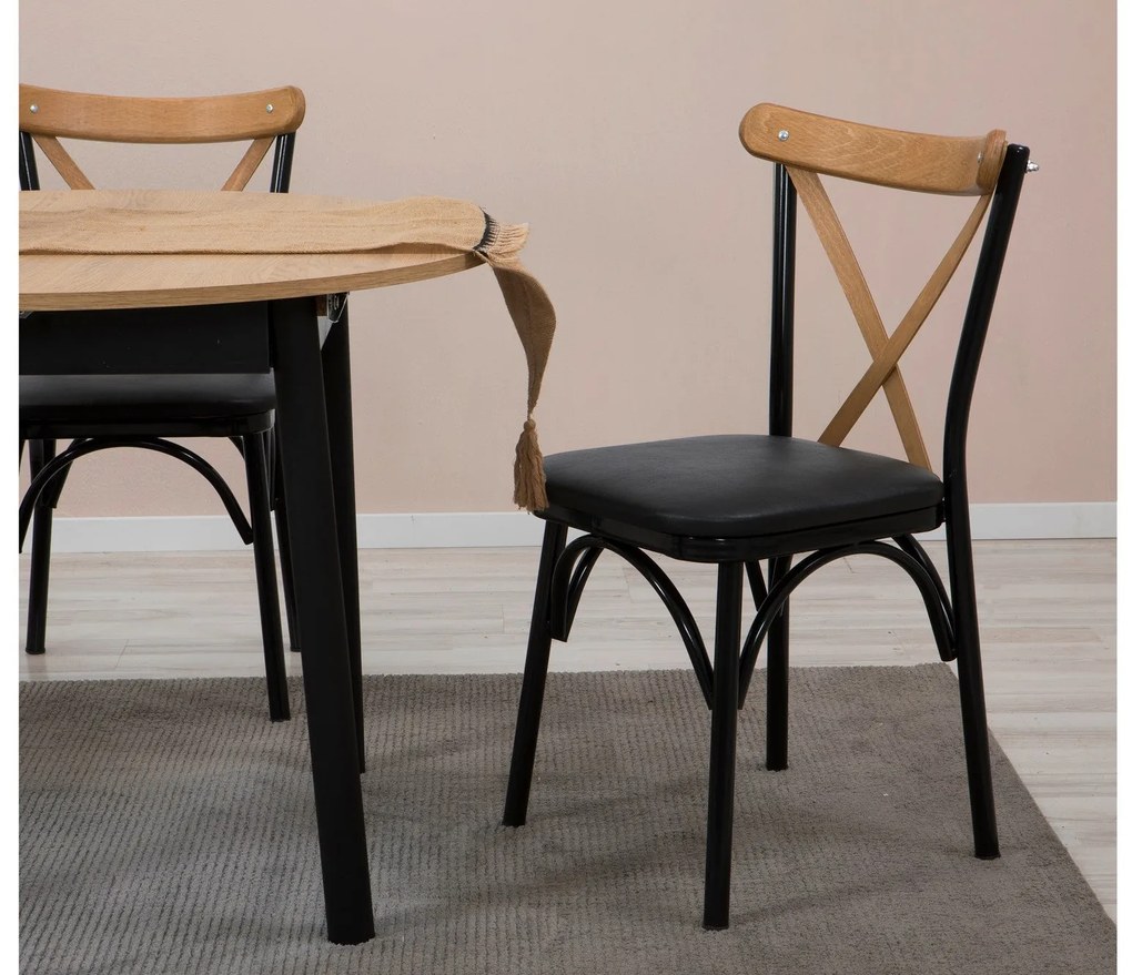 Conjunto de Mesa de Jantar Extensível e Cadeiras Oliver – Carvalho e P