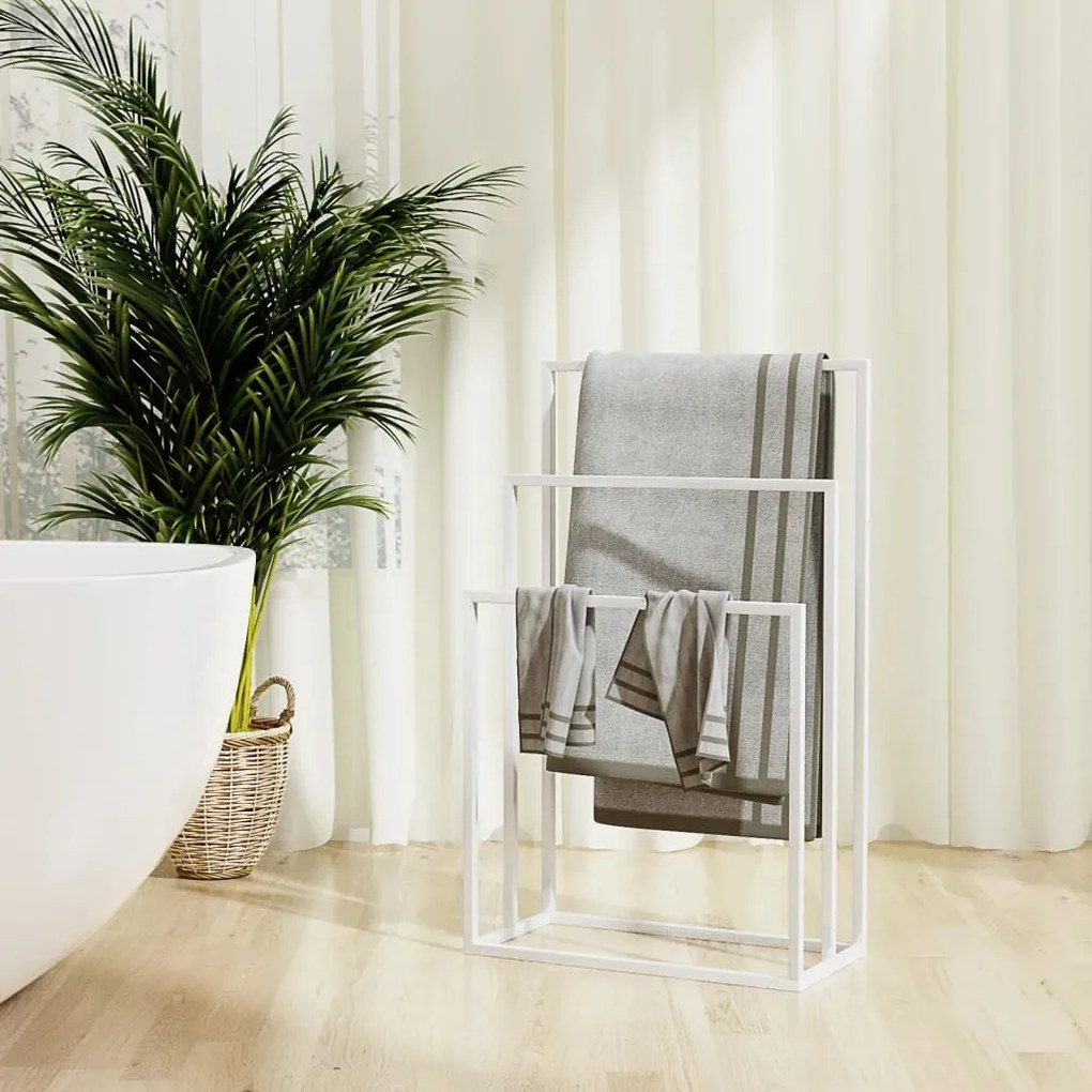 343091 vidaXL Toalheiro de pé 48x24x79 cm ferro branco