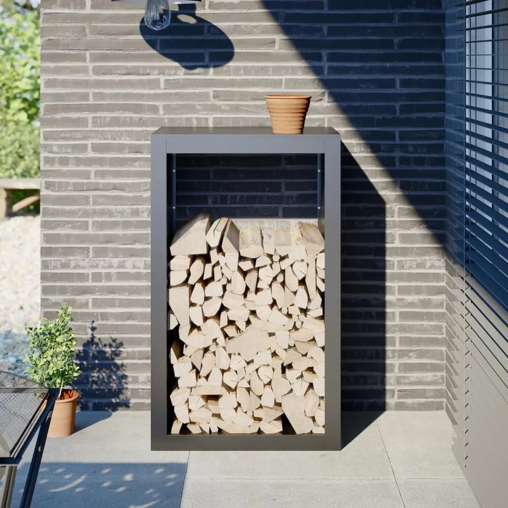 vidaXL Suporte para lenha 60x40x100 cm aço antracite