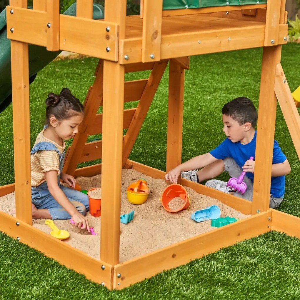 Parque infantil exterior madeira com escorrega e baloiço Appleton