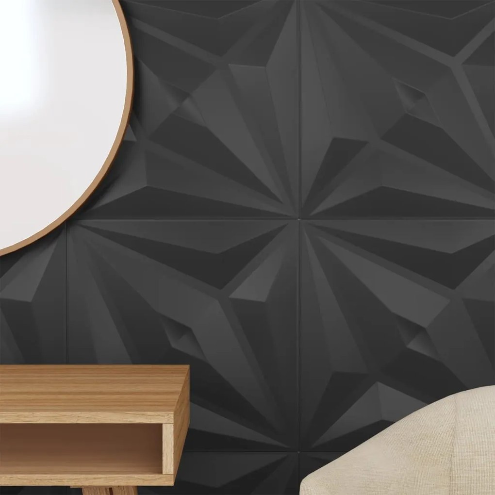 Painéis de parede 12 pcs 50x50 cm 3m² XPS estrela preto