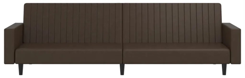 Sofá-cama de 2 lugares couro artificial castanho