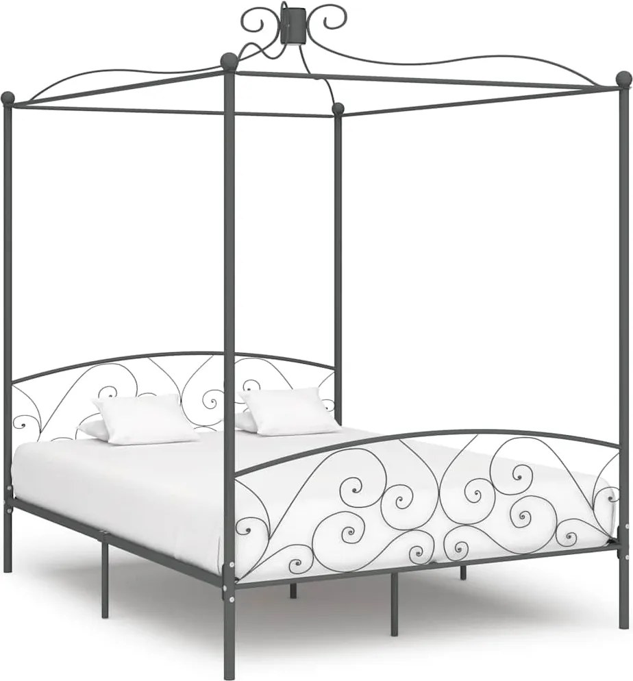 Estrutura de cama com dossel 180x200 cm metal cinzento