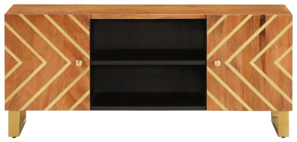 Móvel de TV 105x33,5x46 cm mangueira maciça castanho e preto