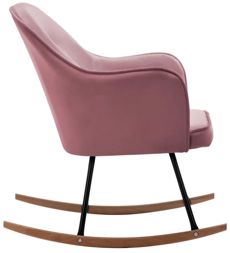 Cadeira de baloiço veludo rosa