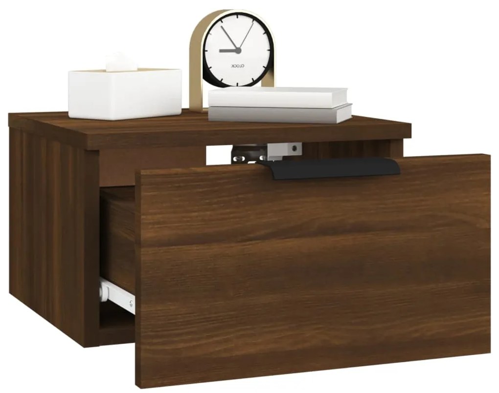 Mesa de cabeceira de parede 34x30x20 cm cor carvalho castanho