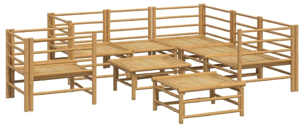 8 pcs conj. lounge de jardim bambu c/ almofadões cinzento-claro