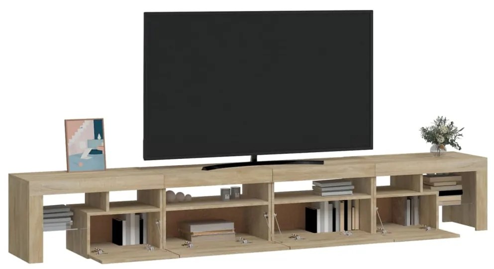 Móvel de TV com luzes LED 260x36,5x40 cm carvalho sonoma