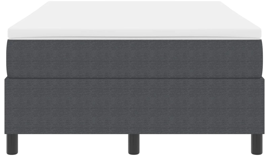Cama Box com Colchão – Cinza Escuro, 120 x 200 cm, Tecido de Corduroy
