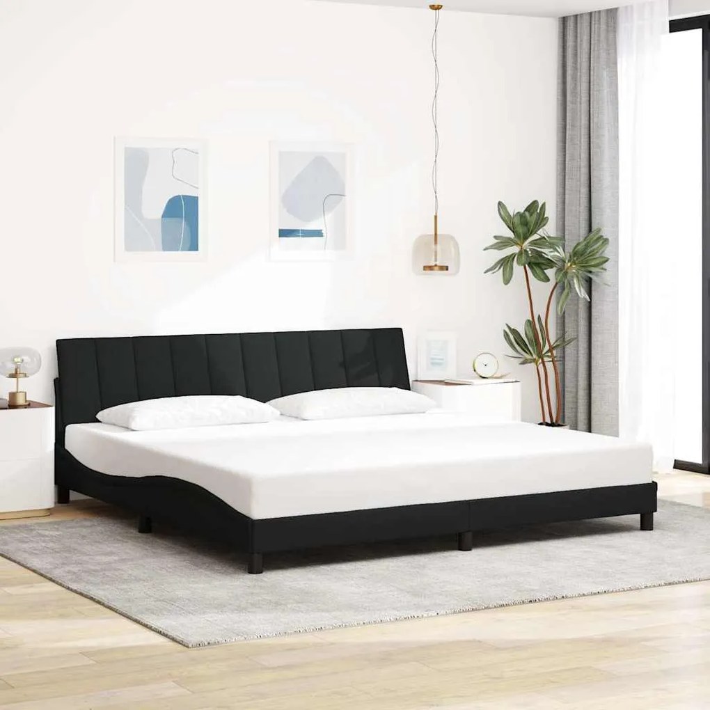 vidaXL Estrutura de cama sem colchão Hanko 200x200 cm tecido preto