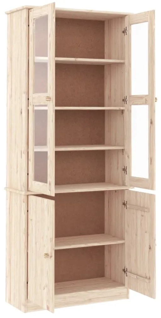 Expositor c/ portas de vidro ALTA 77x35x186,5 cm pinho maciço