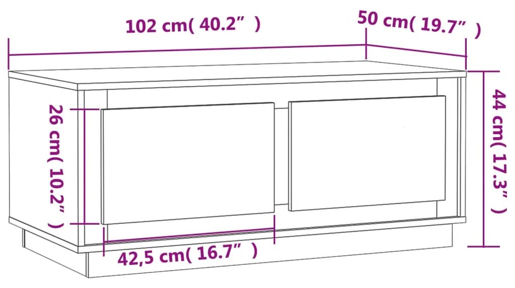 Mesa de centro 102x50x44 cm derivados de madeira preto