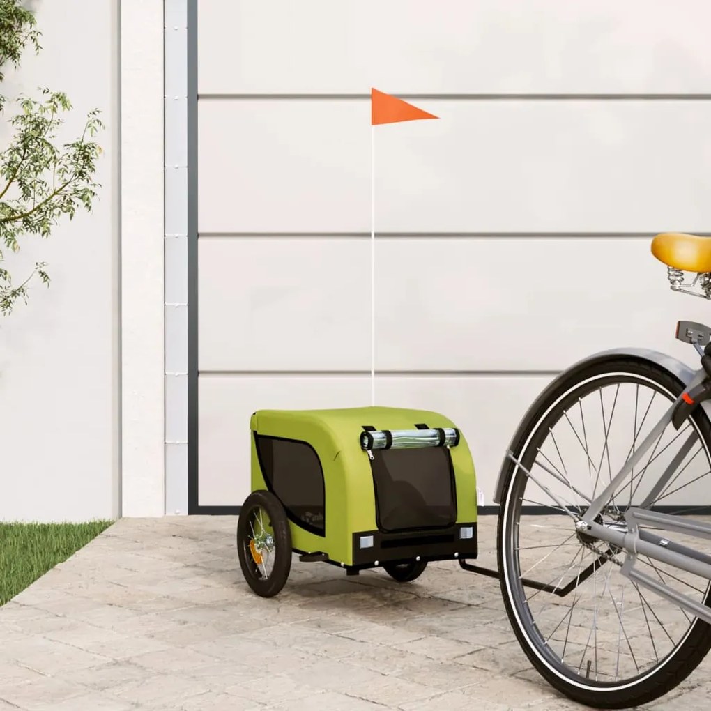 vidaXL Reboque de bicicleta p/ animais tecido oxford/ferro verde/preto