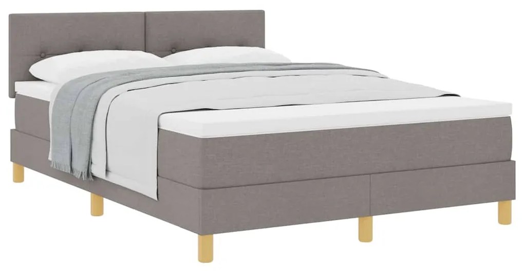 Cama Box com Colchão Castanho-acinzentado 140x200 cm Tecido