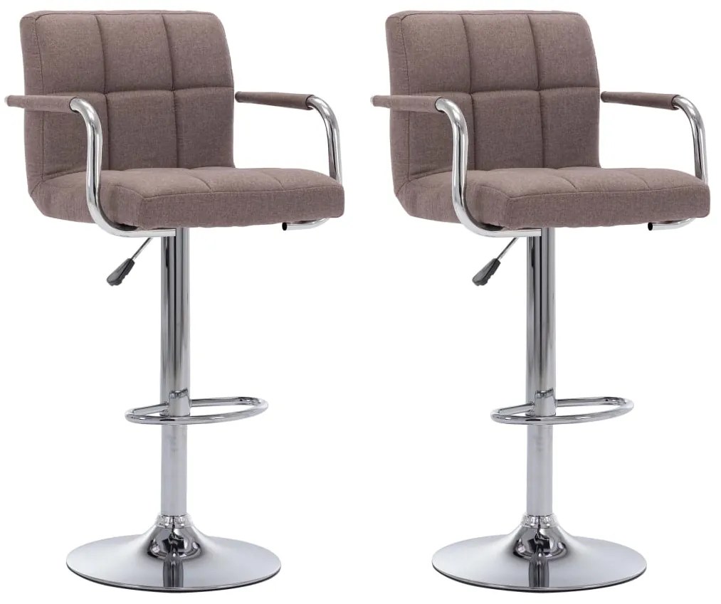 Cadeiras de bar 2 pcs tecido cinzento-acastanhado
