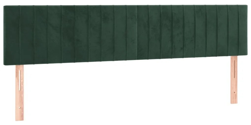 Cama box spring c/ colchão/LED 200x200 cm veludo verde-escuro