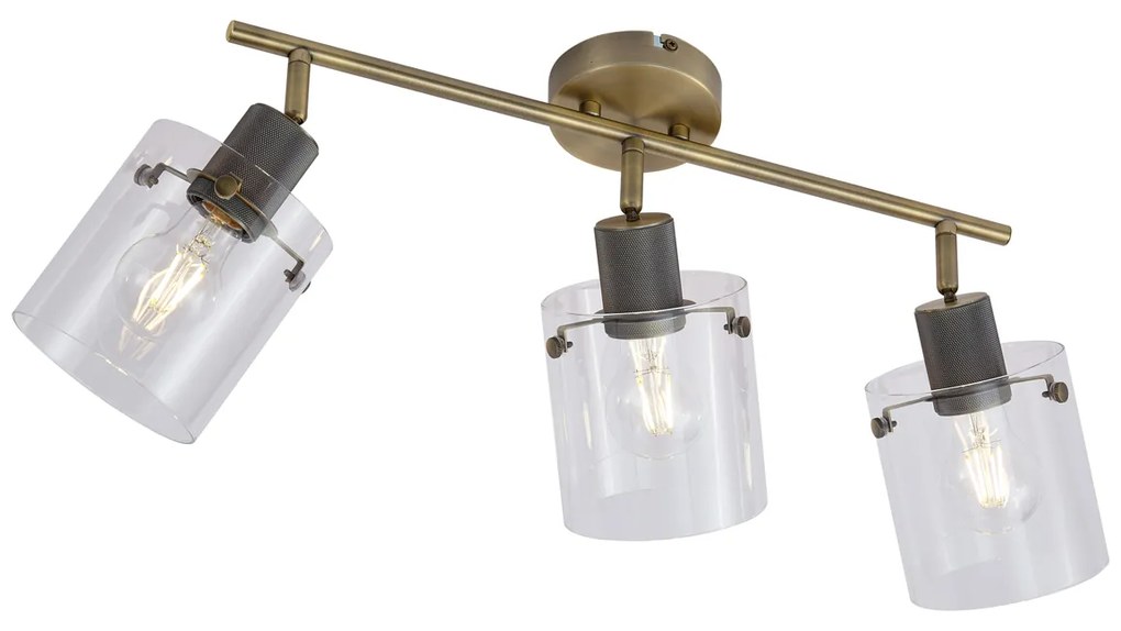 Foco de teto de design bronze com vidro transparente 3 luzes - Domo Moderno