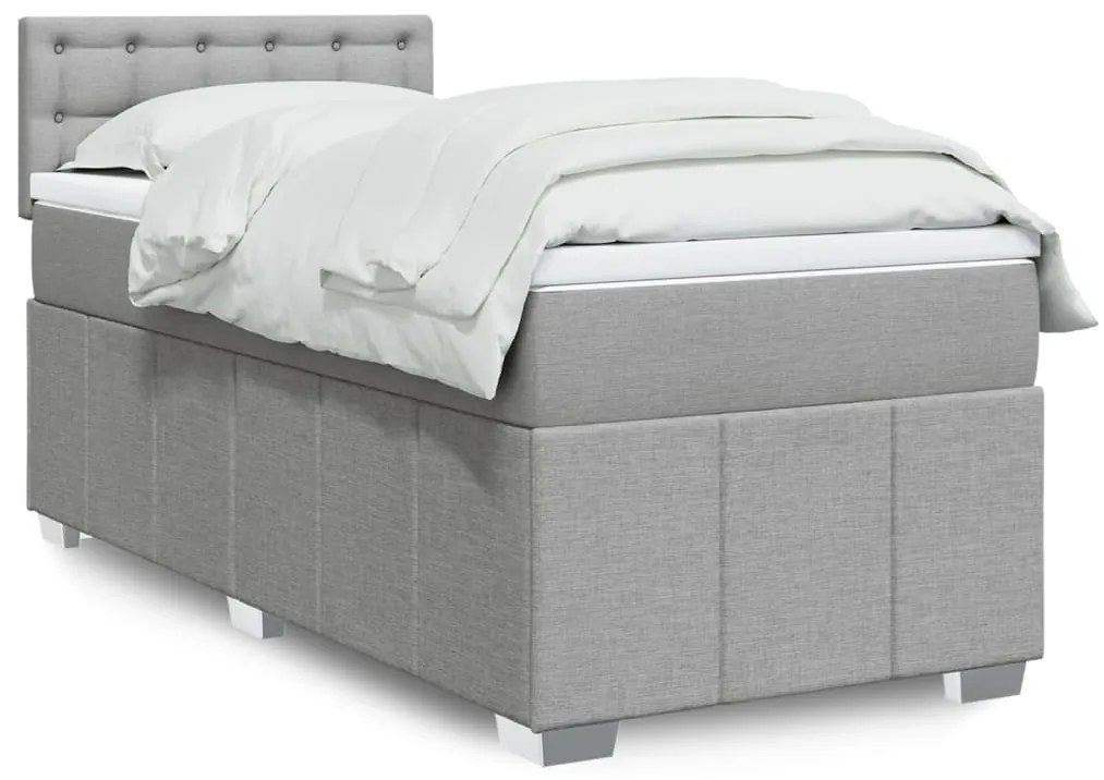 Cama com molas/colchão 90x190 cm tecido cinzento-claro