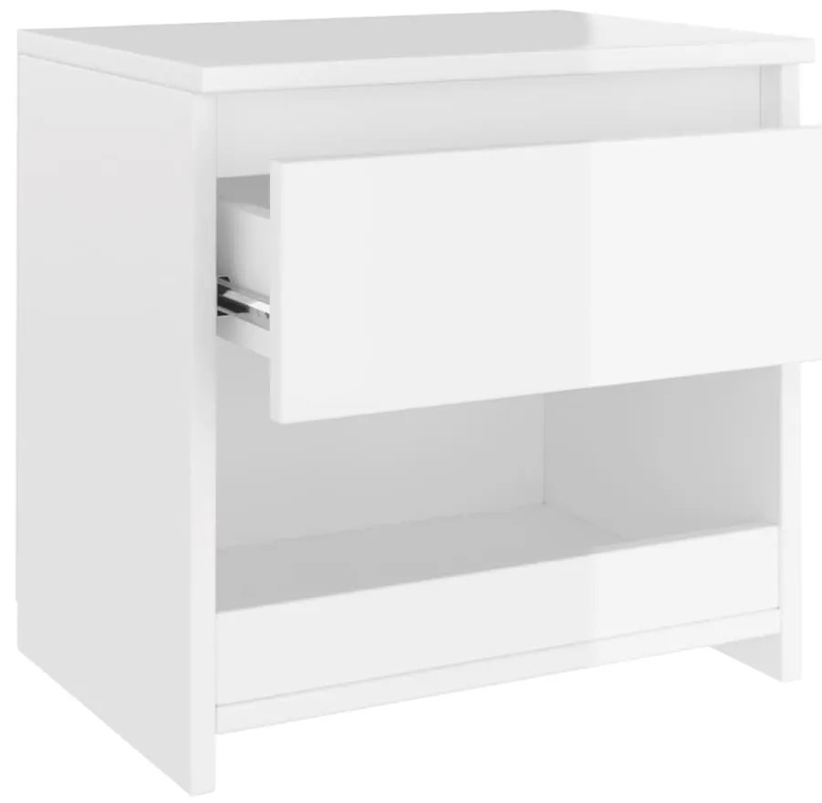Mesas de cabeceira 2 pcs 40x30x39 cm contrapl. branco brilhante