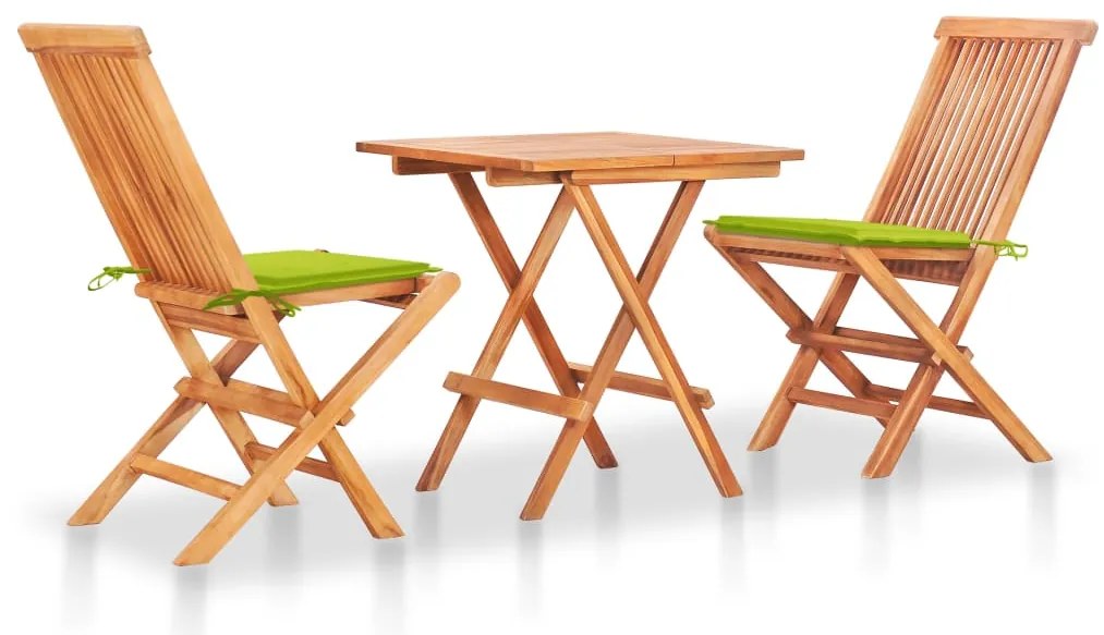 Conjunto bistrô c/ almofadões verde brilhante 3 pcs teca maciça