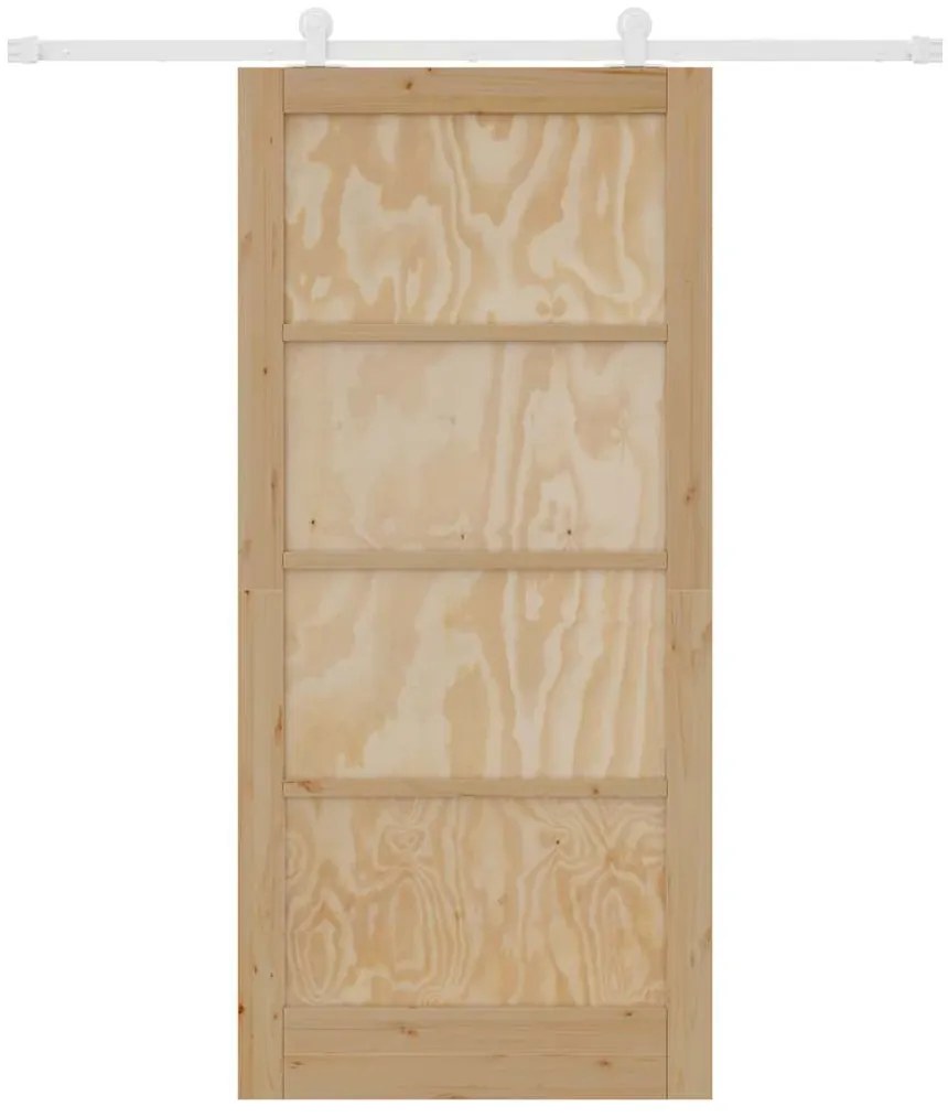 Porta de Correr com Conjunto de Ferragens 93x202 cm Madeira Maciça de
