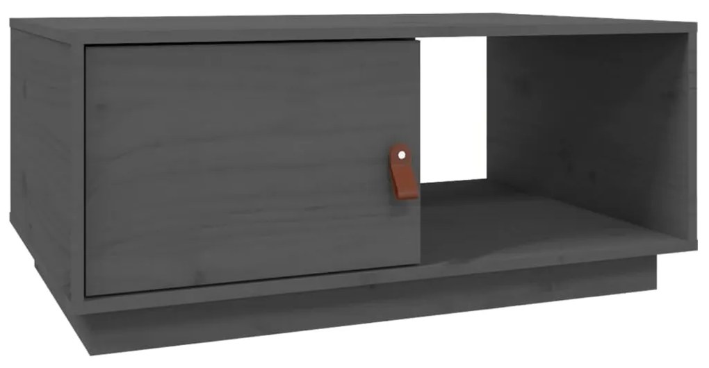 Mesa de centro 80x80x35,5 cm madeira de pinho maciça cinza
