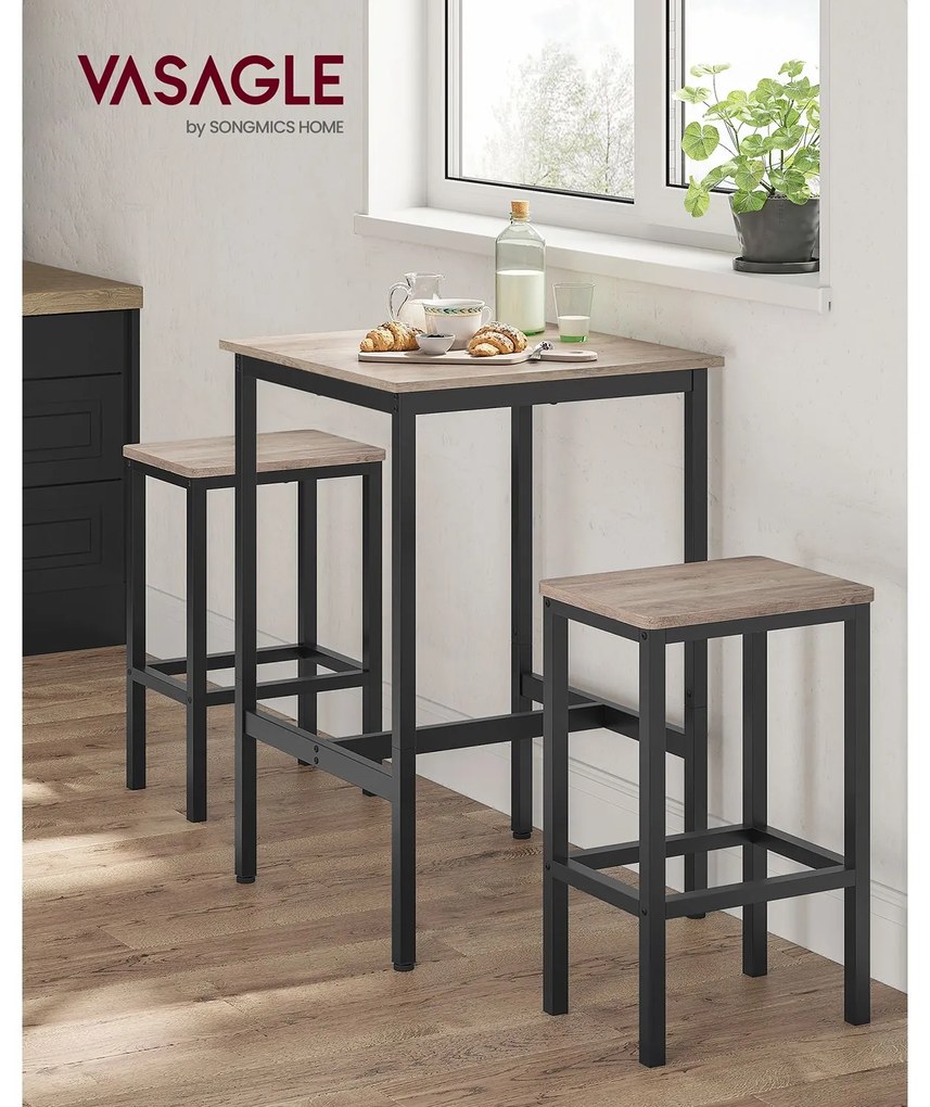 Mesa de bar 60 x 60 x 92 cm (Bancos não incluidos) preto-greige