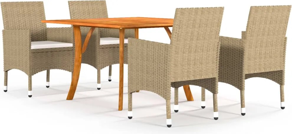 vidaXL 5 pcs conjunto de jantar para jardim bege