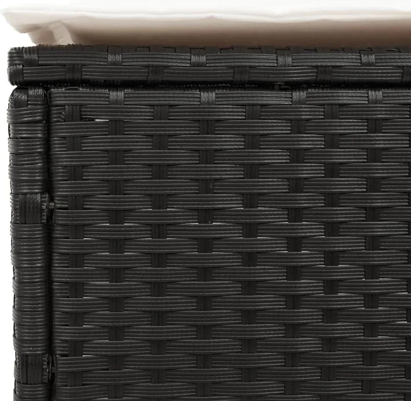 Conjunto de espreguiçadeiras com almofadão 3 pcs vime PE preto