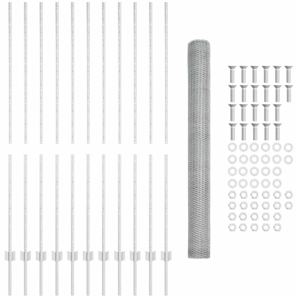Postes de Cerca vidaXL 22 pcs U-Channel 160 cm Aço Galvanizado
