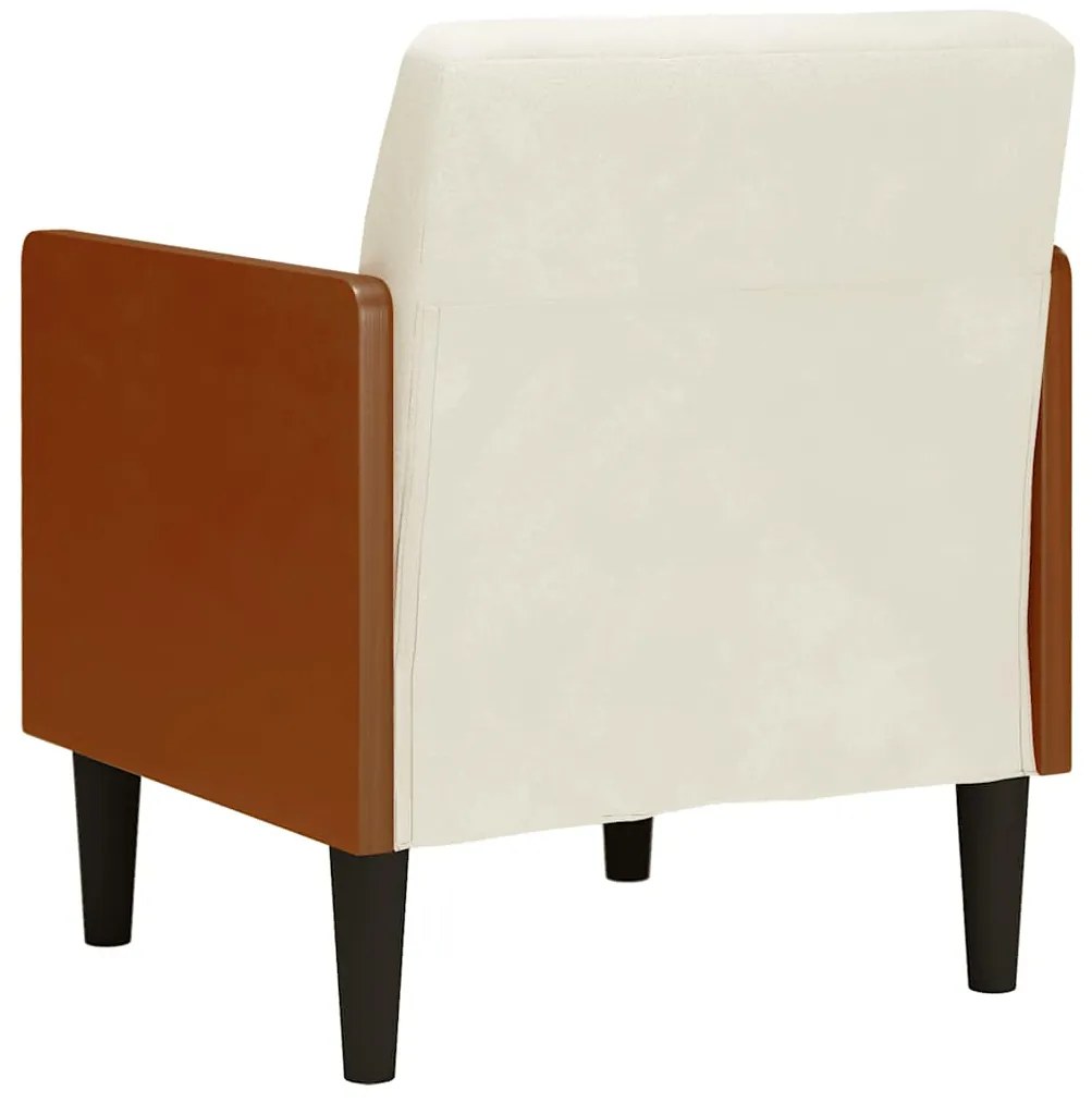 Poltrona com apoio de braços 55 cm veludo creme