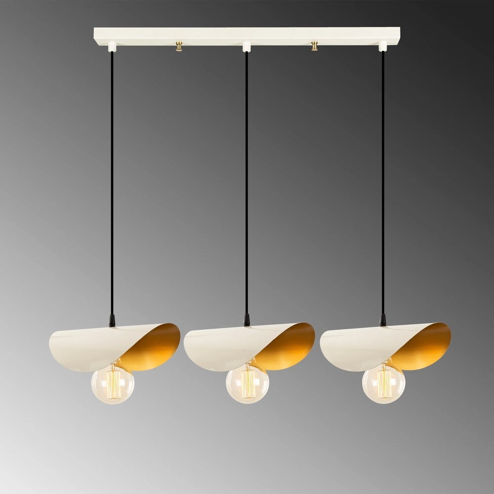Chandelier Sivani – Branco e Dourado – 80 x 17 cm