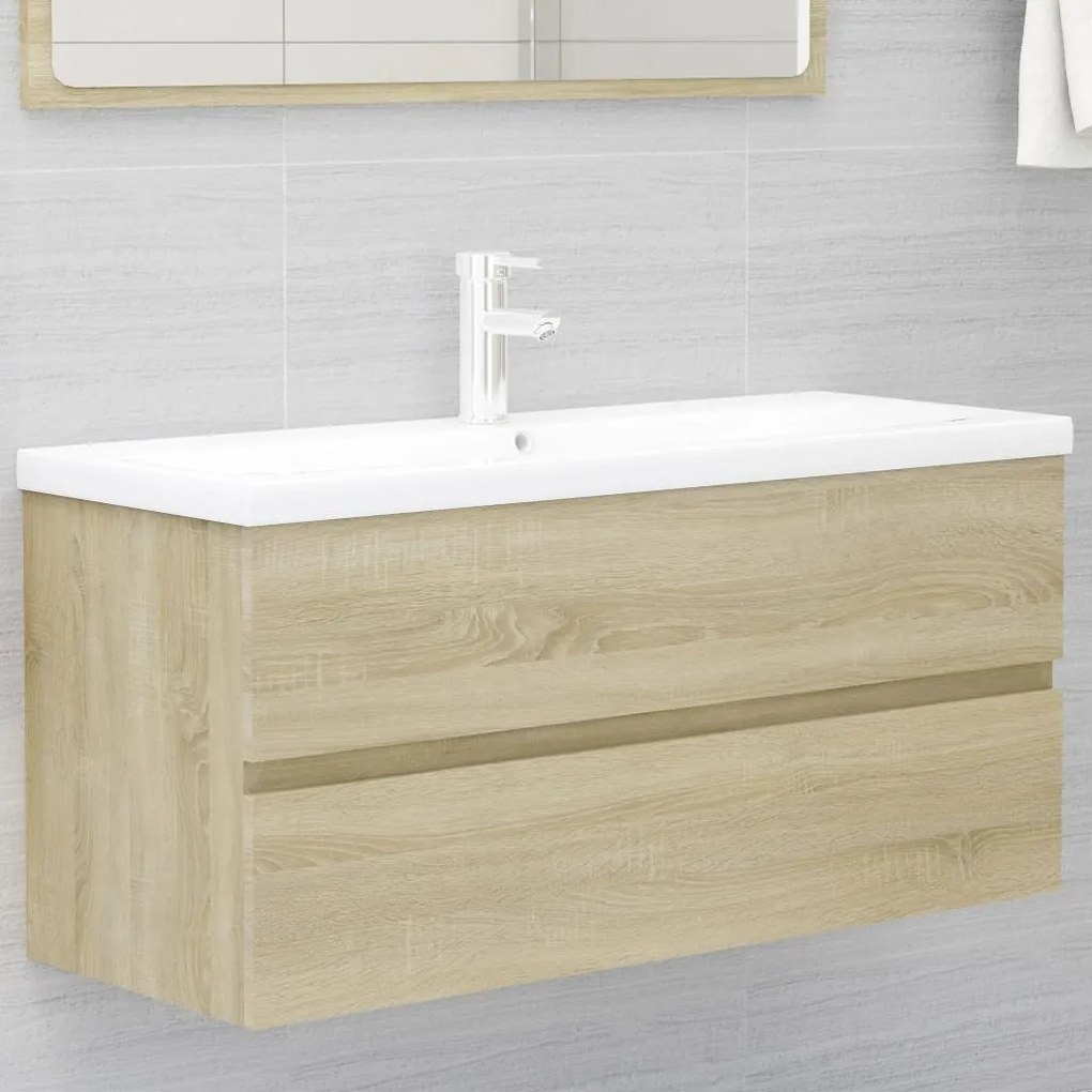 804767 vidaXL Armário lavatório 100x38,5x45 cm contraplacado carvalho sonoma