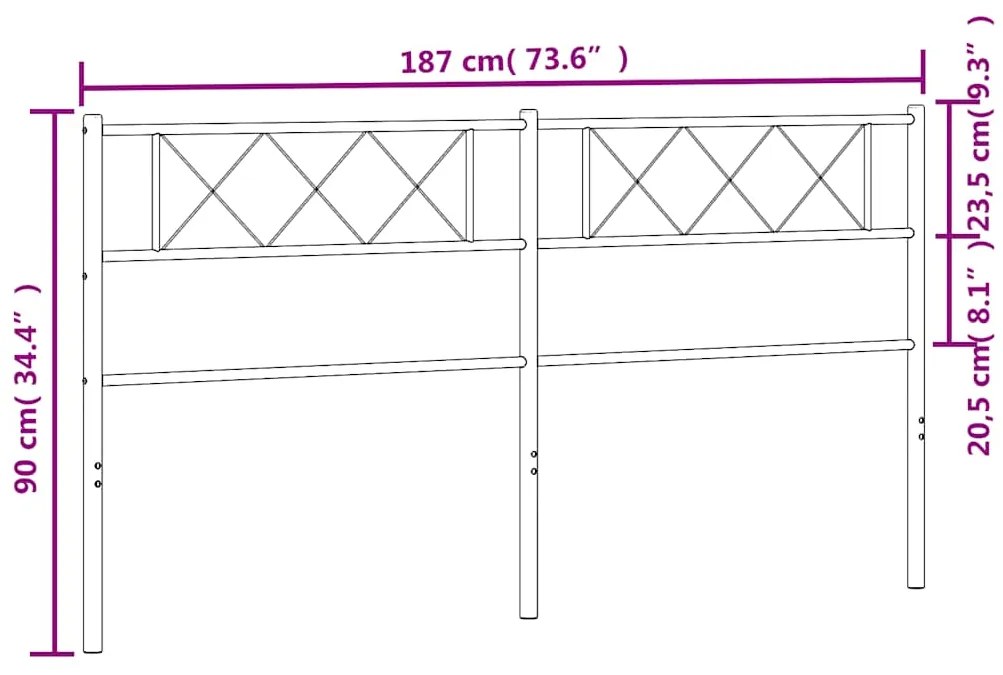 Cabeceira de cama 180 cm metal preto