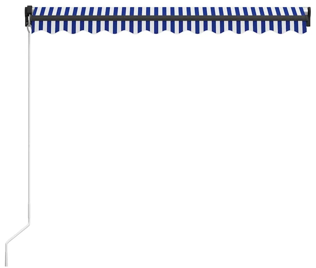 Toldo retrátil manual com LED 300x250 cm azul e branco