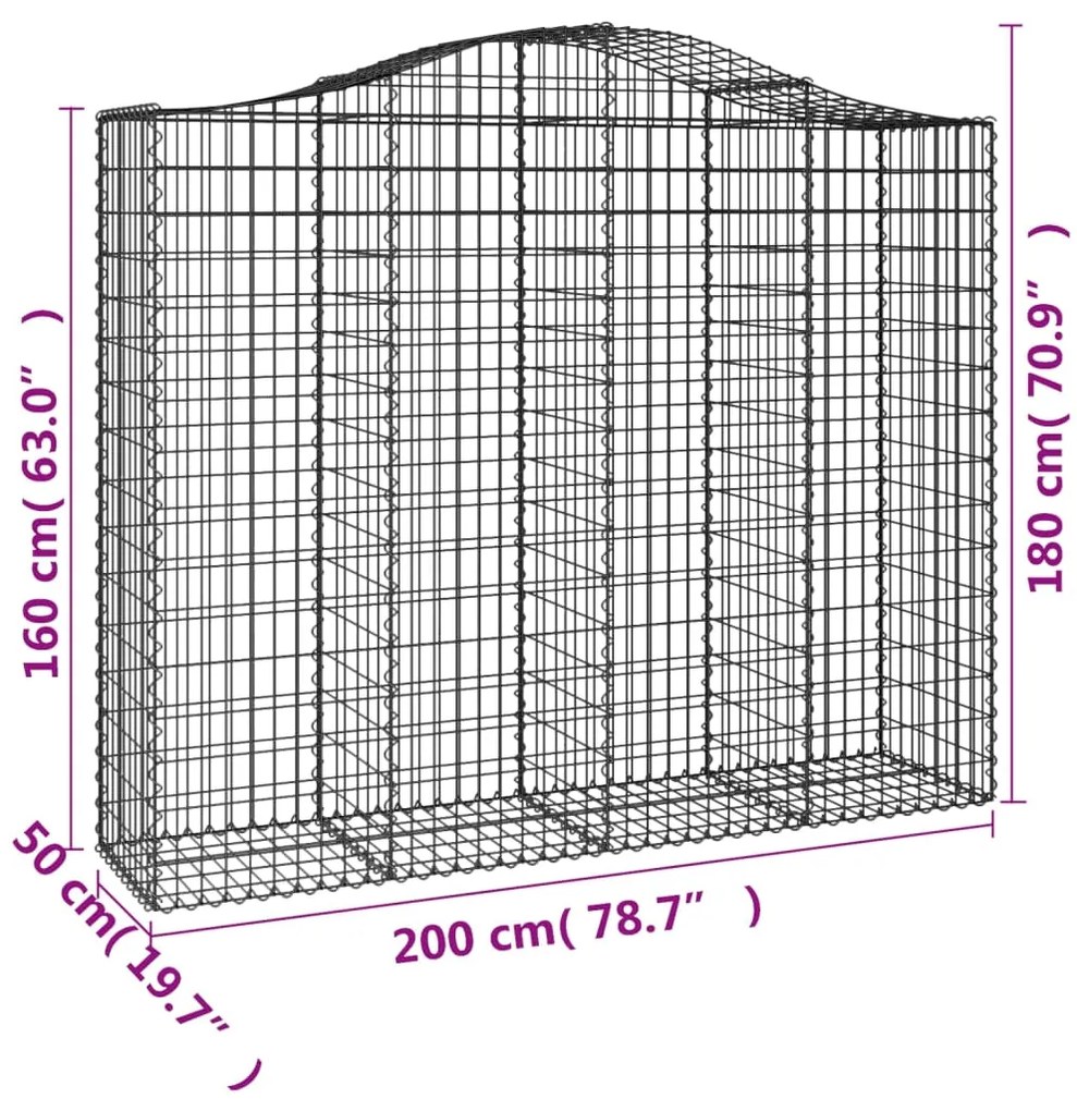 Cestos gabião arqueados 30 pcs 200x50x160/180 ferro galvanizado