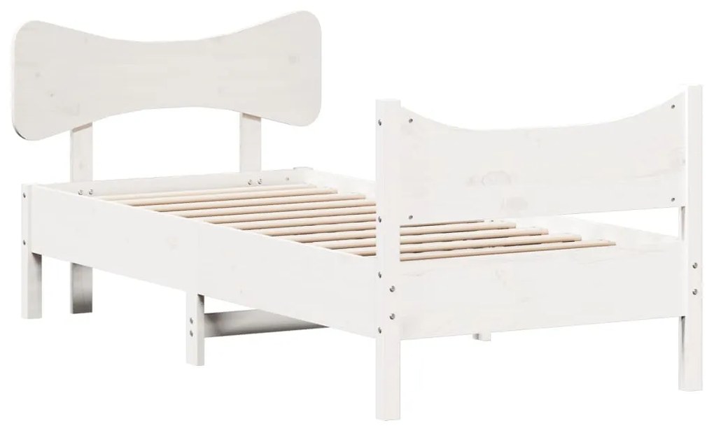 Cama sem colchão 90x190 cm madeira de pinho maciça branco